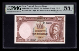 Nueva Zelanda New Zealand 10 Shillings James Cook 1960-1967 Pick 158d PMG 55 EPQ Ebc/+ Xf/+ - New Zealand