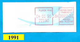 Vignette D'affranchissement De Guichet - Type Comète à 2f30 / Plérin PPAL 22190 Du 04 01 91 - 1988 Type « Comète »