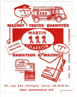 Buvard MAZOUT MARTIN CHARBON Camion Citerne ESSO Poele NIKKI DEVILLE NANCY - Gas, Garage, Oil