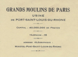 1933 ENTETE GRANDS MOULINS DE PARIS USINE DE PORT SAINT LOUIS DU RHONE Grains Pour Mme Maurin St Chaptes Gard - 1900 – 1949