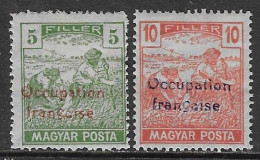 Ungheria Hungary 1919 Arad French Occupation Reapers Magyar Posta Mi N.A43,44 Complete Set MH * - Nuovi