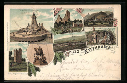 Lithographie Rossla, Denkmal Auf Dem Kyffhäuser, Gesamtansicht Rossla - Kyffhäuser