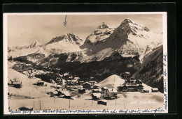 AK Inner-Arosa, Verschneite Ortsansicht Mit Den Alpen - Arosa