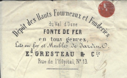 1860 ENTETE GRESTEAU Hauts Fourneaux FONTE DE FER Rouen Seine Maritime Pour Elbeuf Mr Deslandes V.SCANS - 1800 – 1899