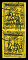 N°1, 25c Sur 35c Violet-noir Sur Jaune En Paire Verticale. SUP. R. (signée Calves/certificat)  Quali - Gebruikt