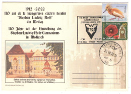 STEPHAN LUDWIG ROTH HIGH SCHOOL MEDIAS,  YELLOW HERON, RED POPPY STAMP ON COVER, 2022, ROMANIA - Briefe U. Dokumente