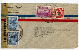 Delcampe - Ecuador 1944 Airmail / Censor Cover; Quito To Easton, Pennsylvania; Scott 408A (pair), C71 & C106 - Ecuador