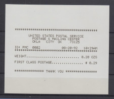 USA 1992 Ersttags-Automatenquittung 20.8.92 Zu PMC Gard-ATM 0,29 $ - Autres & Non Classés