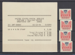 USA PMC Gard ATM Glänzend. Gummi, Satz 4 Werte 29-35-40-50 **  Mit 4 Quittungen - Autres & Non Classés