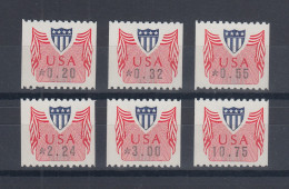 USA 1994 ATM PMC-Gard Type II Gl. Gummi Satz 6 Werte 20-32-55-224-300-1075 ** - Autres & Non Classés