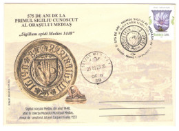 MUNICIPAL MUSEUM, 1448 MEDIAS SEAL, CHICORY STAMP ON COVER, 2023, ROMANIA - Briefe U. Dokumente