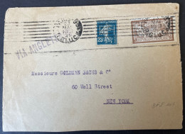 Semeuse Et Merson Perforé BFI 104 Sur Lettre A En Tete Banque Française & Italienne 1921 Pour New York US - Covers & Documents