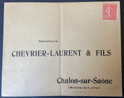 Semeuse Perforé CF 109 Sur Lettre A En Tete Chevrier- Laurent & Fils ( Non Circulé ) - Covers & Documents