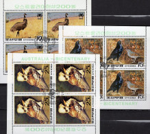 Australia 1988 Korea 2940/2 Je In 4-Blocks O 18€ Emu Laubenvogel Kookaburra Birds Blocs Philatelics Sheets EXPO Bf Coree - Autruches