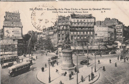 Delcampe - 75 - PARIS - Ensemble De La Place Clichy Et Statue Du Général Moncey - 1930 - Plätze