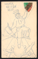Lithographie Köln, Kölner Kluten-Klub, Kegler Mit Wappen - Bowling