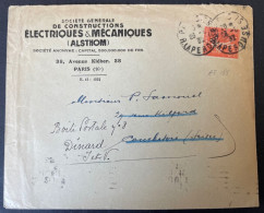Type Semeuse  Perforé AT 188 Sur Lettre 1932 A En Tete ALSTHOM - Covers & Documents