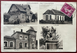 Gambsheim Bettenhofen Multi-vues La Poste L'église La Gare Le Monument Aux Morts - A Circulé - Gambsheim