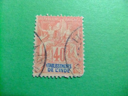 56 INDIA Etablissements Française 1892 / SELLO COL. FRANCESA / YVERT 10 FU - Gebruikt