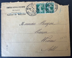 Paire N° 137 Perforé CN 301 / Lettre 1907 A En Tete Comptoir National D'Escompte Agence De Melun - Covers & Documents