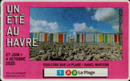 TICKET DE BUS...TITRE 1 HEURE...2020..UN ETE AU HAVRE...COULEURS SUR LA PLAGE - Europe