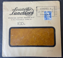 Gandon Perforé SL 123 Sur Lettre 1949 A En Tete Societé Des Lunetiers Paris - Covers & Documents
