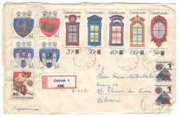 DIFFERENT  PALACE WINDOWS, CITIES COAT OF ARMS, MORAVIA ARCHITECTURE STAMPS ON REGISTERED COVER, 1977, CZECHOSLOVAKIA - Briefe U. Dokumente