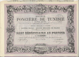 SOCIETE FONCIERE DE TUNISIE -PART BENEFICIAIRE  - ANNEE 1885 - Afrika