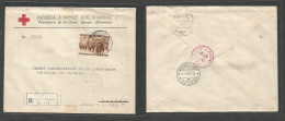 Albania. 1948 (13 Nov) Albania Red Cross. Tirana - Switzerland, Geneva (30 Nov) Registered Single 12 Leke Illustr Fkd En - Albania