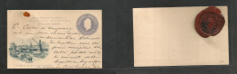 Argentina - Stationery. C. 1890s. 6c Grey Stationery Mint Card, Darsena Sud Illustrated, Reverse Red Wax Seal "Director - Otros & Sin Clasificación