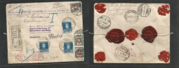 Argentina - Xx. 1924 (22 May) Buenos Aires - Germany, Frankfurt (4 July) Registered Insured For 100 Frs. Multifkd Envelo - Otros & Sin Clasificación