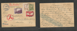 Argentina - Stationery. 1944 (8 Jan) Rosario - Germany, Kircheim A Neckar. 4c Green Stat Card + 3 Adtls Incl Proceres 1c - Otros & Sin Clasificación