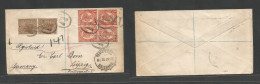 Australia. 1899 (20 Sept) QLD, Brishane - Germany, Leipzig. Registered Multifkd QV Usage Incl 1d Red Block Of Four, Tied - Otros & Sin Clasificación