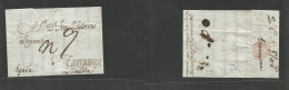 Austria. 1805 (27 March) Triest - Spain, Tarragona. EL With Text, Fwded Via Genova (6 Apr 05) On Reverse Mns + "N9". Fre - Otros & Sin Clasificación