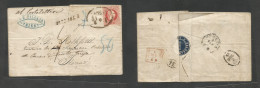 Austria. C. 1873 (31 Aug) Triest - Florence, Italy (1-2 Sept) Fkd 5kr Red, Oval Ds + "Grez Aus S" Stline Three Diff Char - Otros & Sin Clasificación