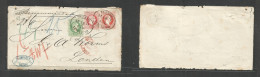 Austria - Stationery. 1874 (12 May) Triest - London, UK (16 May) Registered 5kr Red Stationary Envelope Front + 2 Adtls, - Otros & Sin Clasificación
