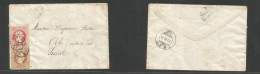 Austrian Levant. 1871 (4 Nov) Smyrna - Switzerland, Orbevand (12 Nov) Multifkd Env At 20 Sld Rate, Tied Small Cds. Arriv - Otros & Sin Clasificación