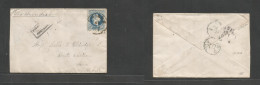 Austrian Levant. 1882 (13 Oct) Smyrne, Turkey - USA, Mass, South Chatham Via Brindisi Single 10 Sld Blue Fkd Env, Tied C - Otros & Sin Clasificación