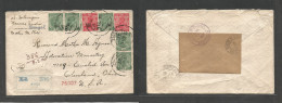 Bangladesh. 1935 (11 Feb) India PO, Dacca - USA, Cleveland, OH. Registered Multifkd Env At 8 1/2 Annas Rate, Tied Cds + - Bangladesh