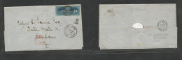 Belgium. 1861 (16 July) Chandfontaine - London, UK (17 July) Multifkd EL With Text With 20c Blue Vert Pair Huge Margins - Otros & Sin Clasificación