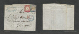 Germany. 1874 (7 Nov) Alsace. Strassbourg - Bordeaux, France (8 Nov) EL With Contains, Fkd 1gr Rose + 2gr Blue Shield Is - Other & Unclassified