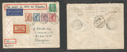 Germany - Xx. 1930 (24 June) Berlin - China, Shanghai (10 July) Via Moscow (27 June) Air Multifkd Env. Endorsed On Front - Other & Unclassified