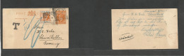 Bc - Cyprus. 1909 (3 Nov) Limassol - Germany, Schusalkalden. 10 Paras Orange + Adtl Stat Card, Tied Cds + Taxed "T 1/10" - Other & Unclassified