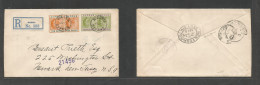 Bc - Cyprus. 1910 (17 July) Nicosia - USA, Newank, NJ (14 July) Via Larnaca - London - NYC. Registered Multifkd Env, Rev - Other & Unclassified