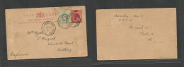 Bc - Nigeria. 1909 (11 Aug) SN Bonny - England, Worthing 1/2d Ovptd Stat Red Card + 1/2d Green Adtl, Tied Cds, Also Alon - Other & Unclassified