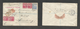 South Africa. 1901 (June) Capetown - Germany, Hamburg (30 June) Registered Multifkd Envelope At 6 1/2d Rate, Tied R-cach - Other & Unclassified