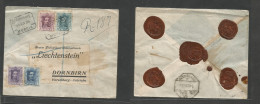 E-Alfonso Xiii. 1924 (13 Nov) 311, 315, 316, 319. Murcia - Austria, Dornbirn. Sobre Franqueo Multiple, Tarifa 80c Peseta - Otros & Sin Clasificación