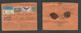 Switzerland - Xx. 1929 (31 May) Petit Lancy - USA, CA, SFO (14 June) Registered Air Multifkd Via NYC - SFO Envelope Reve - Other & Unclassified
