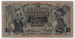 NETHERLANDS INDIES,10 GULDEN,1937,P.79b,F-VF - Dutch East Indies