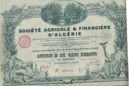 SOCIETE AGRICOLE ET FINANCIERE D'ALGERIE - ACTION  B ILLUSTREE DE CENT FRANCS - ANNEE 1927 - Afrika